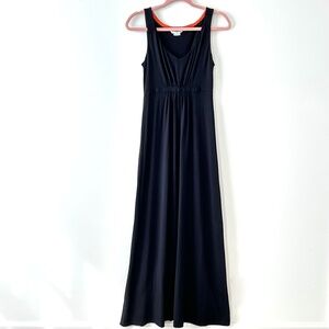 Boden Black Maxi Dress with Orange Neck Trim